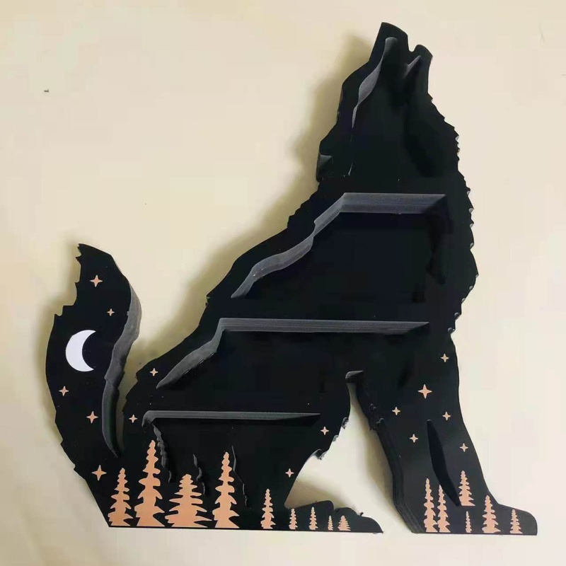 Giá Đỡ Pha Lê 4 Tầng Hình Sói Trang Trí Nội Thất