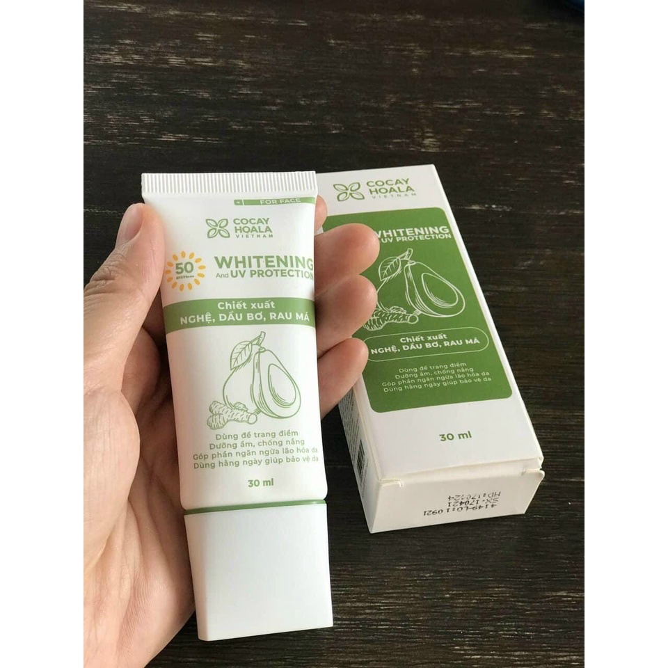 Kem Chống Nắng Bơ Nghệ Cocayhoala chống nước - không bóng dầu - nâng tone-thay thế kem nền-chống nắng-dưỡng da 30ml