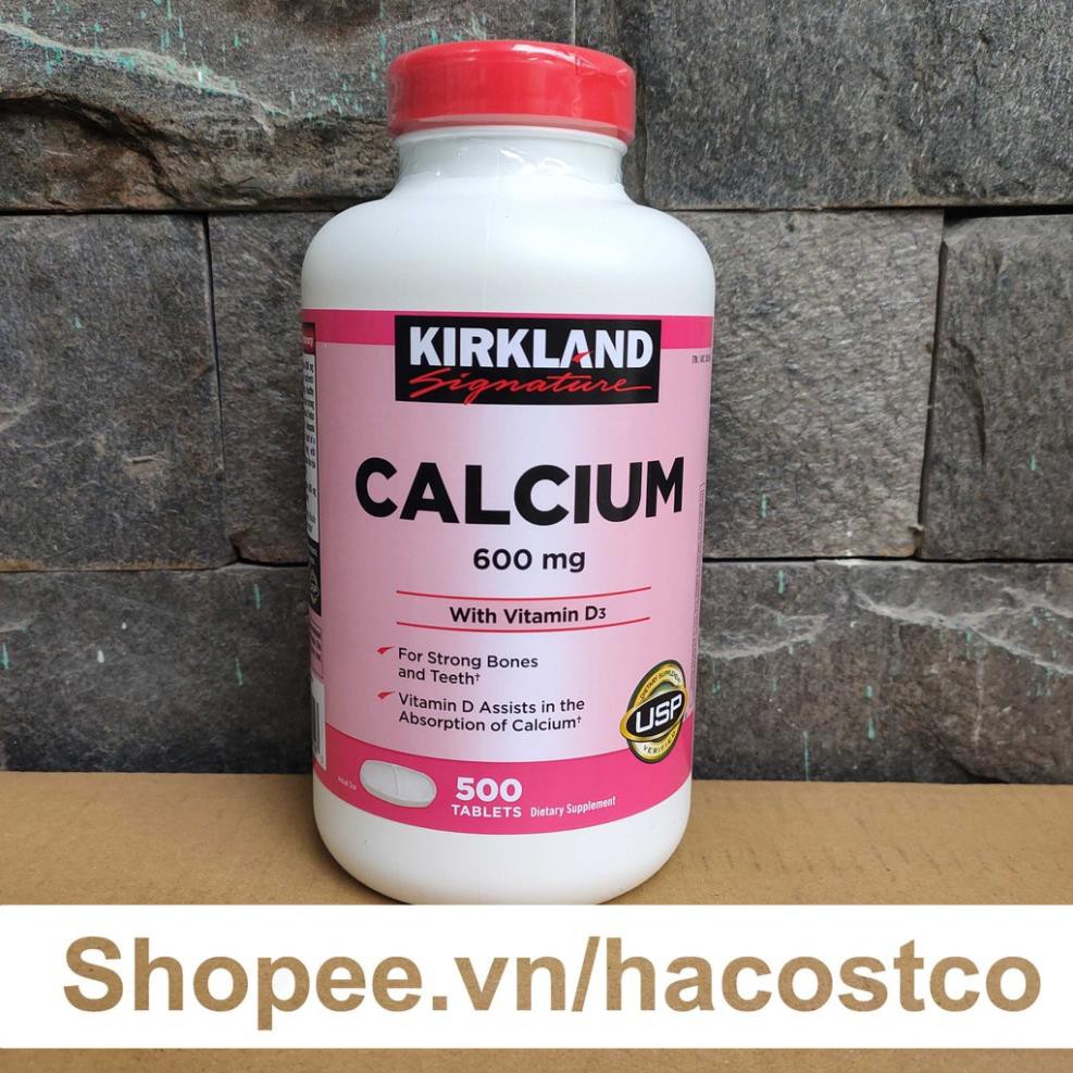 [Mẫu Mới ] Viên Uống Calcium 600mg + D3 Của Kirkland 500 viên - Canxi Kirkland