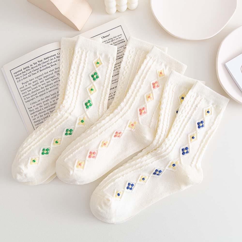 AROMA Vớ Cổ Vừa Họa Tiết Hình Thoi Phong Cách Lolita Nhật Bản Ngọt Ngào Cho Nữ