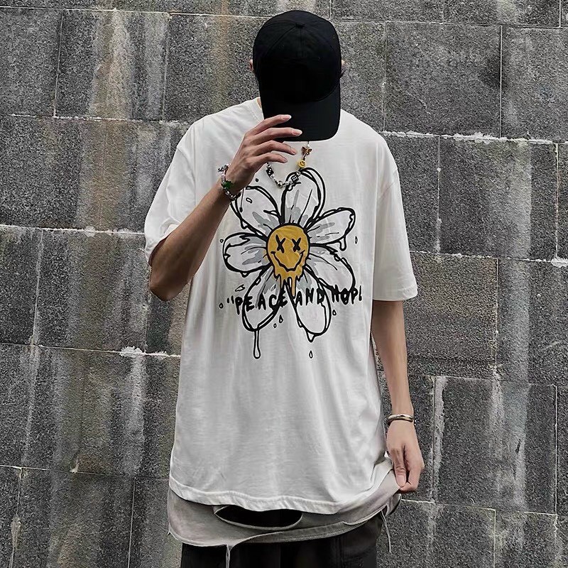 Áo Thun Tay Lỡ Unisex (Bông cúc cười) từ 40 kg đến 70kg