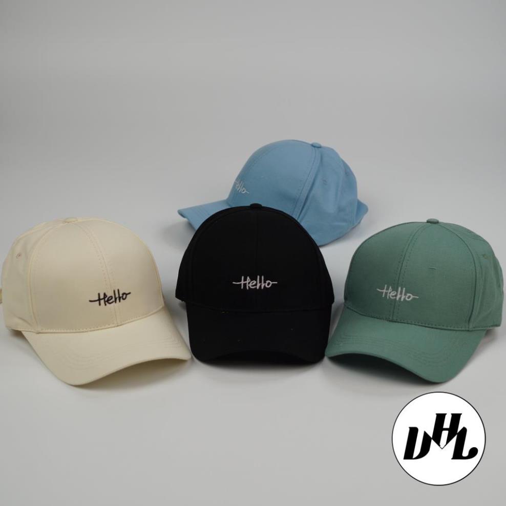 Nón kết, mũ lưỡi trai thêu chữ HELLO vải NHUNG phong cách Ulzzang form unisex nam nữ (Ảnh thật)