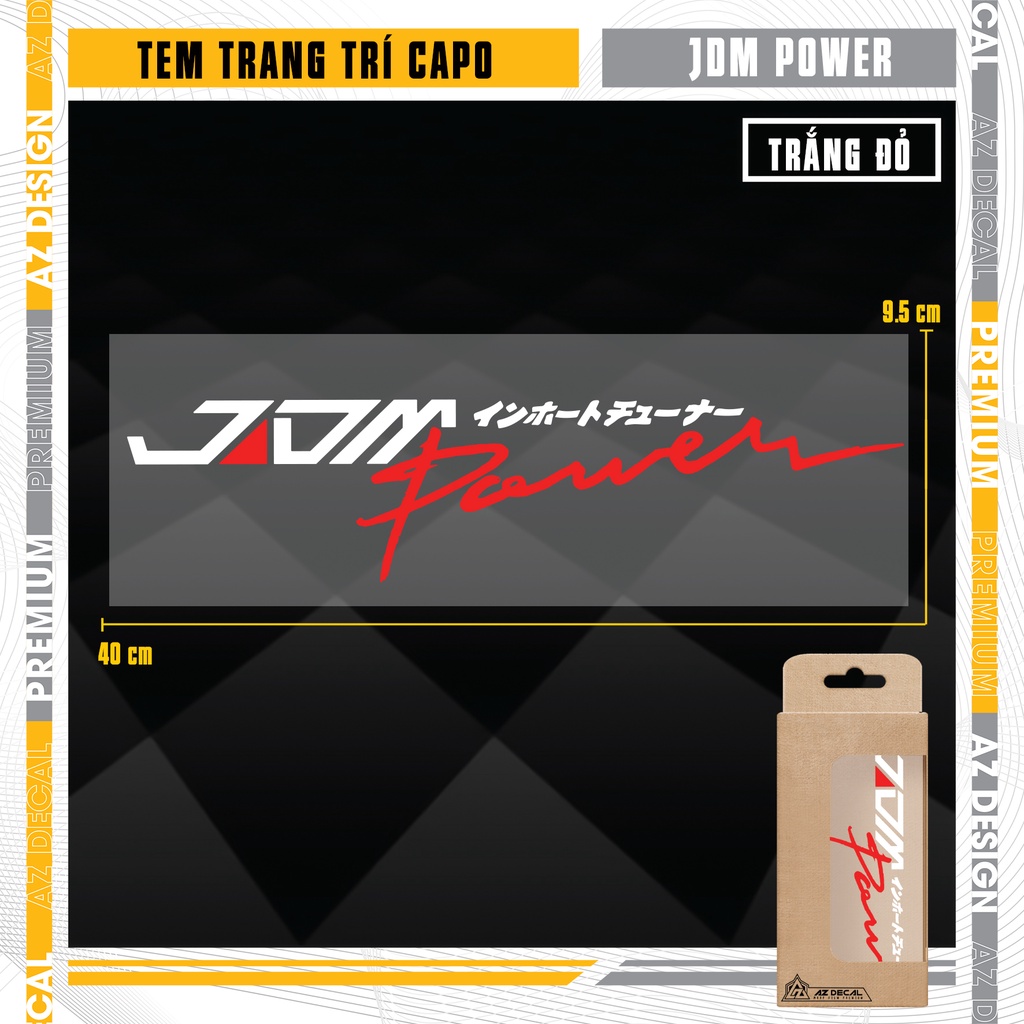 Tem Dán Capo Xe Ô Tô Chủ Đề JDM Power | CP10 | Decal Trang Trí Ô Tô In Nổi Chống Nước, Chống Bay Màu, Không Để Lại Keo