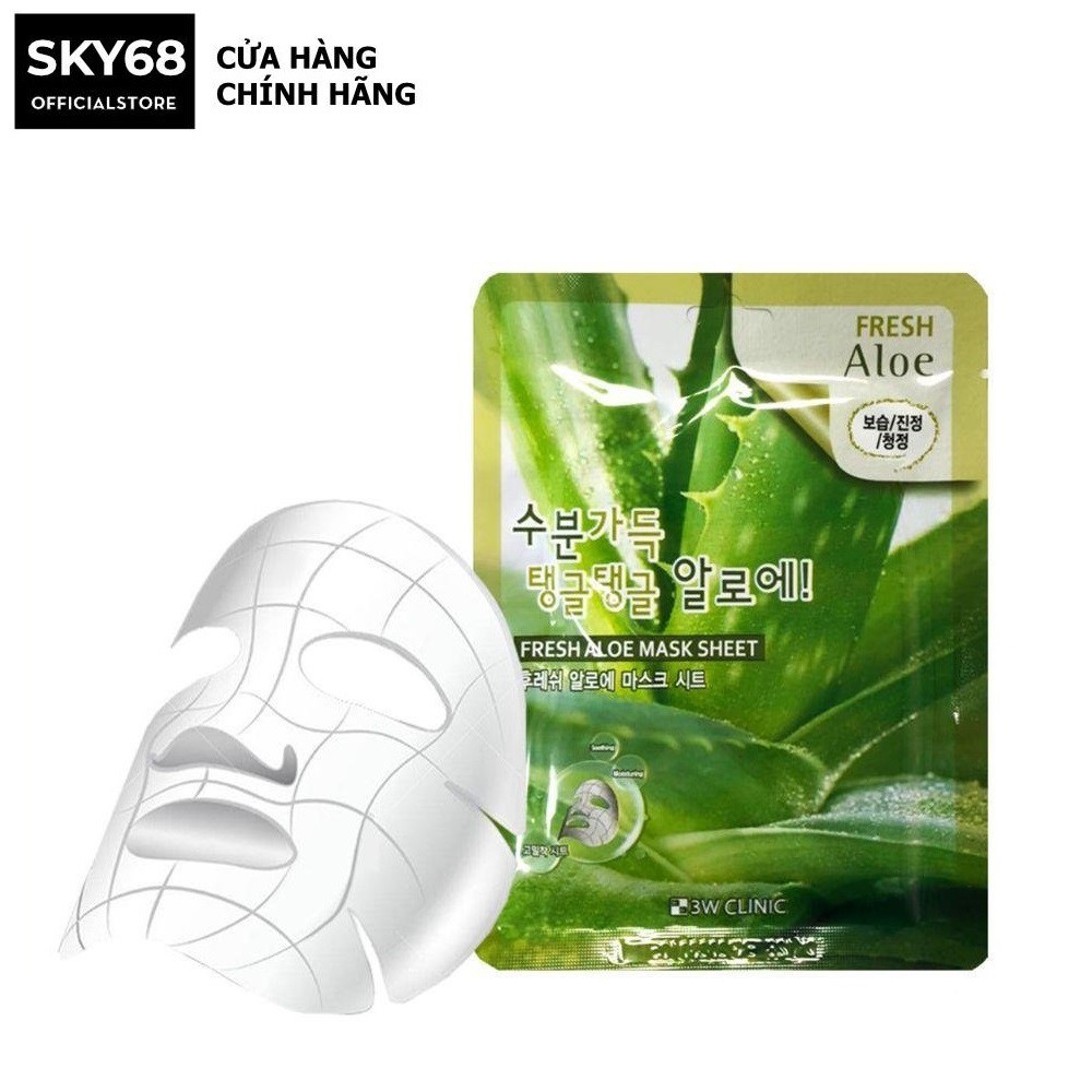 Mặt nạ dưỡng da cấp nước chiết xuất từ lô hội 3W CLINIC FRESH ALOE MASK SHEET 23ml