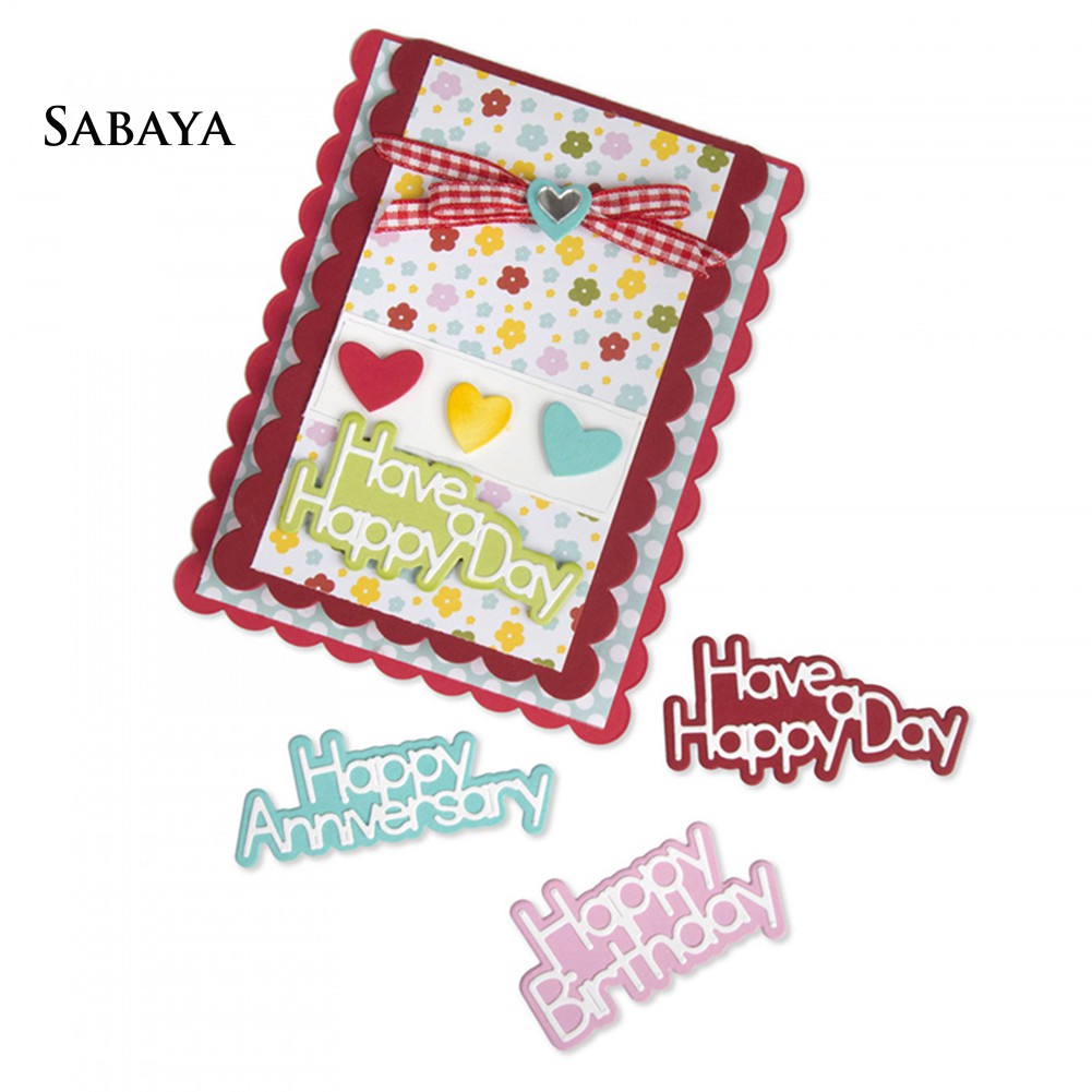 Khuôn Cắt Giấy Làm Từ Kim Loại Hình Chữ Happy Birthday Trang Trí Scrapbook