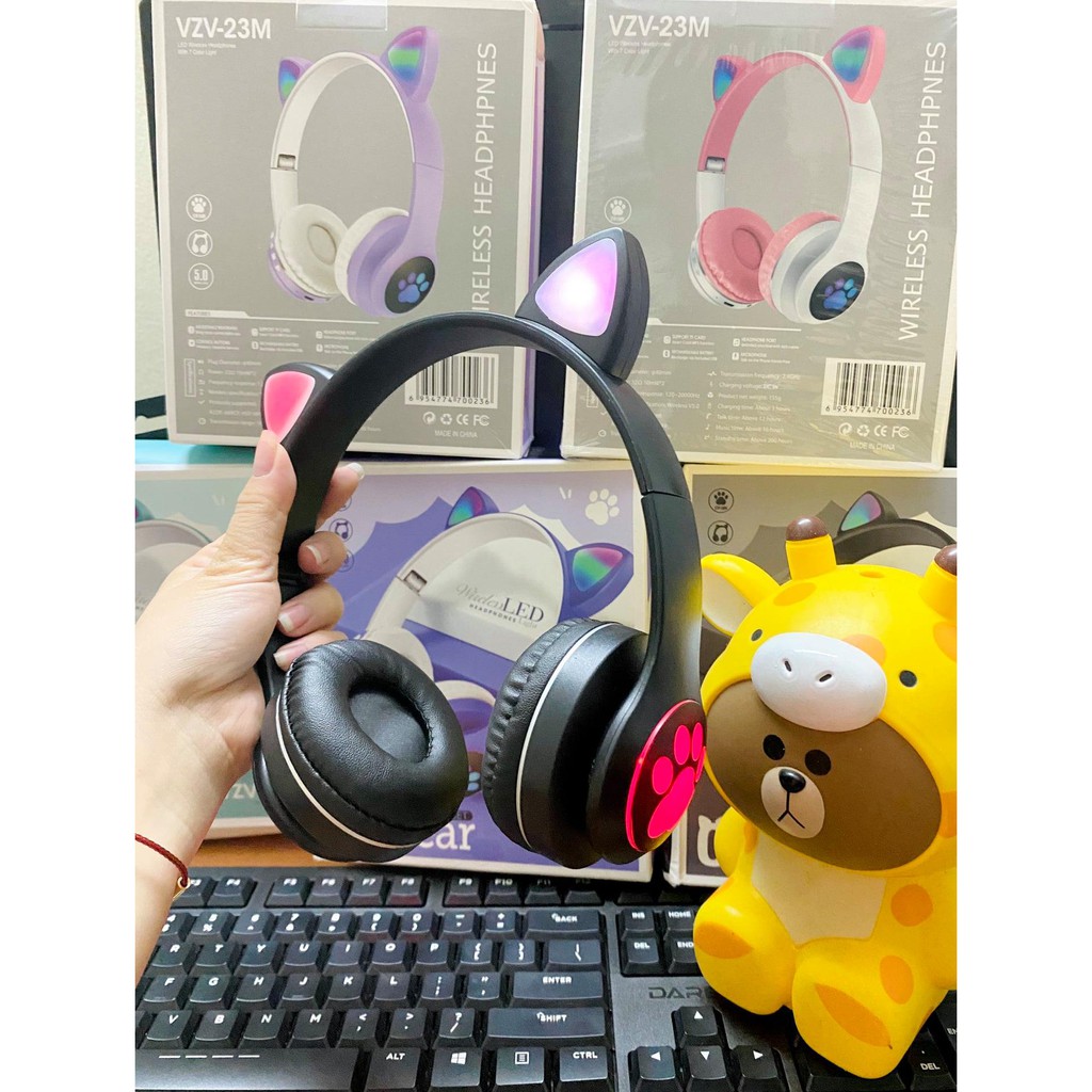 Tai Nghe Mèo Bluetooth Cao Cấp, Tai Nghe Không Dây Chơi Game , Headphone Mèo Có mic, Chống Ồn, Đèn Led -A_Tstores | BigBuy360 - bigbuy360.vn