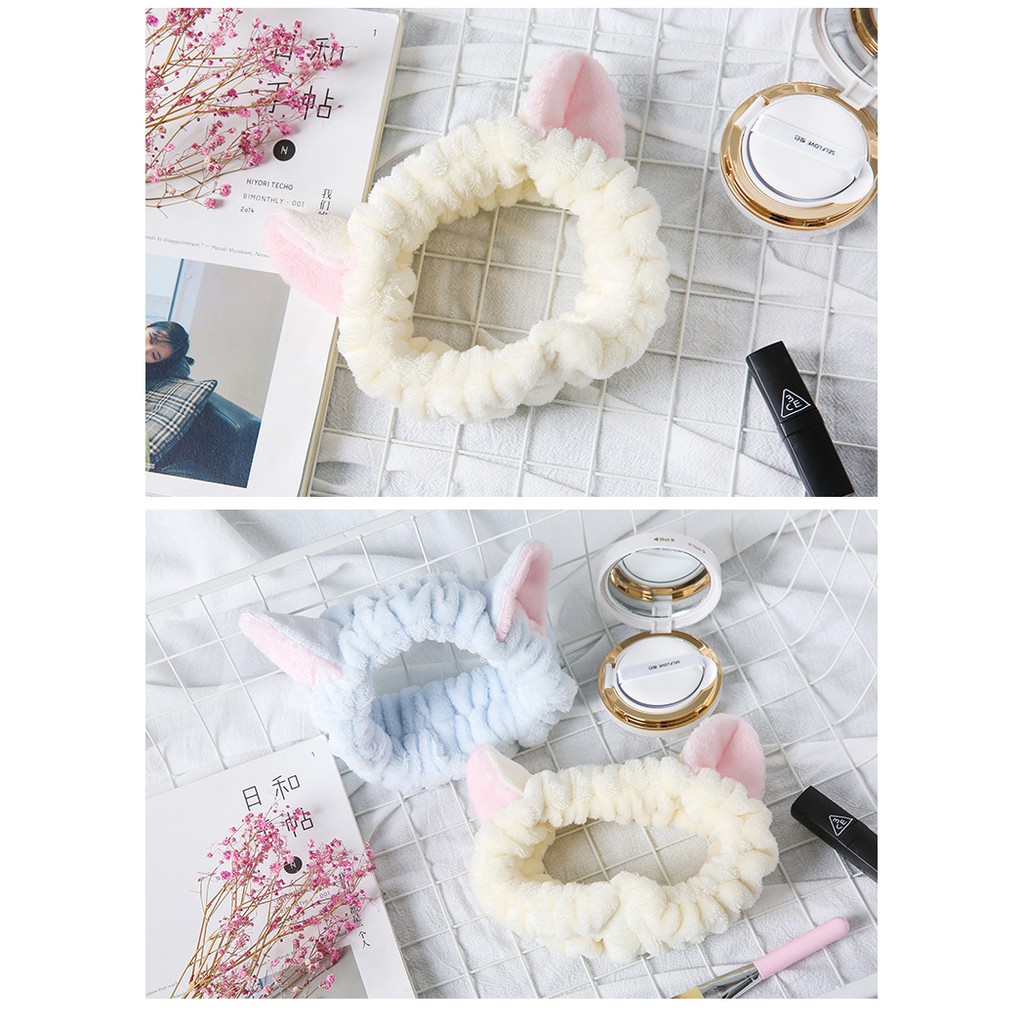 (Sỉ Siêu rẻ) Băng Đô Turban, bờm Tai Thỏ Tai Mèo vải nhung 3D mềm mịn dùng khi rửa mặt, trang điểm