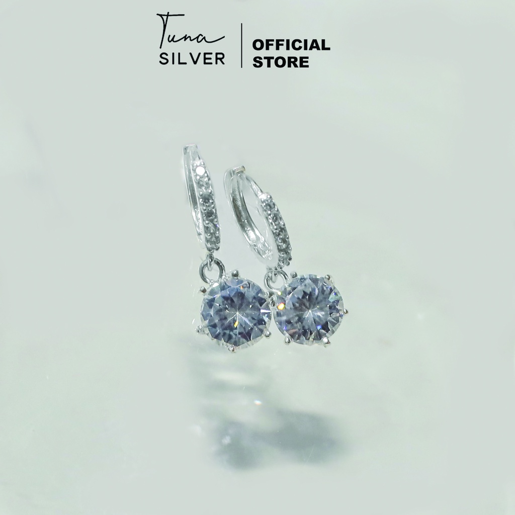 Khuyên tai bạc tròn đá bạc, Hoa tai Bạc nữ đá pha lê Tuna Silver _ 𝐂𝐚𝐦 𝐤𝐞̂́𝐭 𝐜𝐡𝐮𝐚̂̉𝐧 𝐁𝐚̣𝐜 _ 𝐓𝐔𝐍𝐀𝐒𝐇𝐎𝐏 𝐓𝐫𝐚𝐧𝐠 𝐬𝐮̛́𝐜 𝐁𝐚̣𝐜