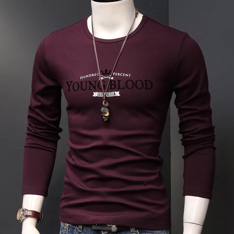 Áo thun nam tay dài hàn quốc form body vải Cotton mềm mịn co giãn tốt - ATN1