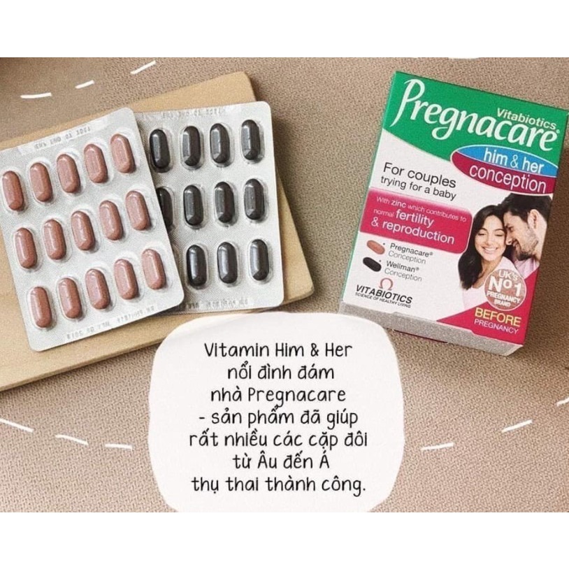 VIÊN UỐNG PREGNACARE HIM &amp; HER VÀ CONCEPTION TRYING FOR A BABY CHÍNH HÃNG - 9533