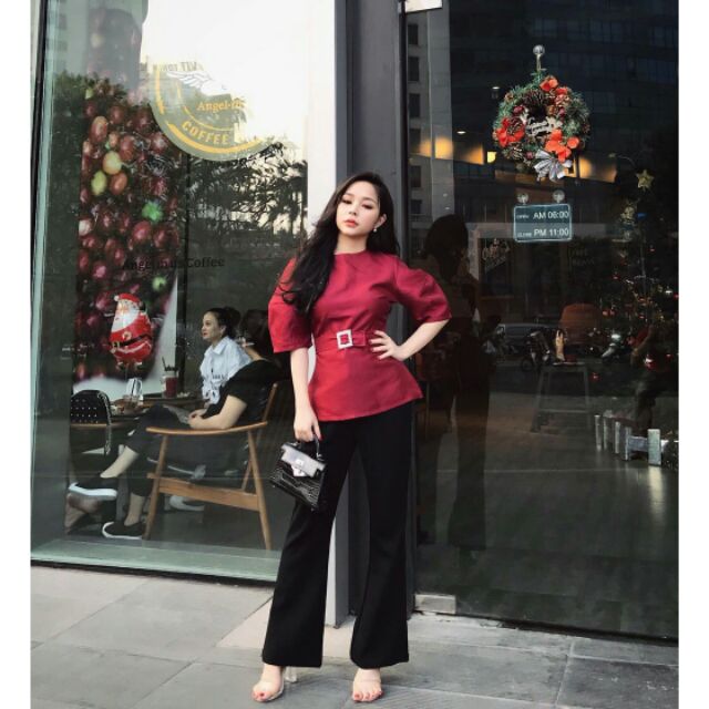 🔴 set áo tay bồng tacta + quần loe