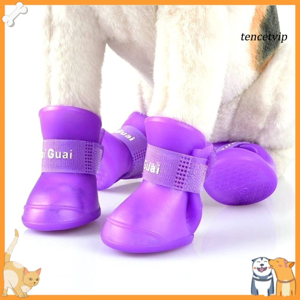 Đôi Giày Đi Mưa Màu Trơn Chống Trượt Tiện Dụng Cho Thú Cưng
