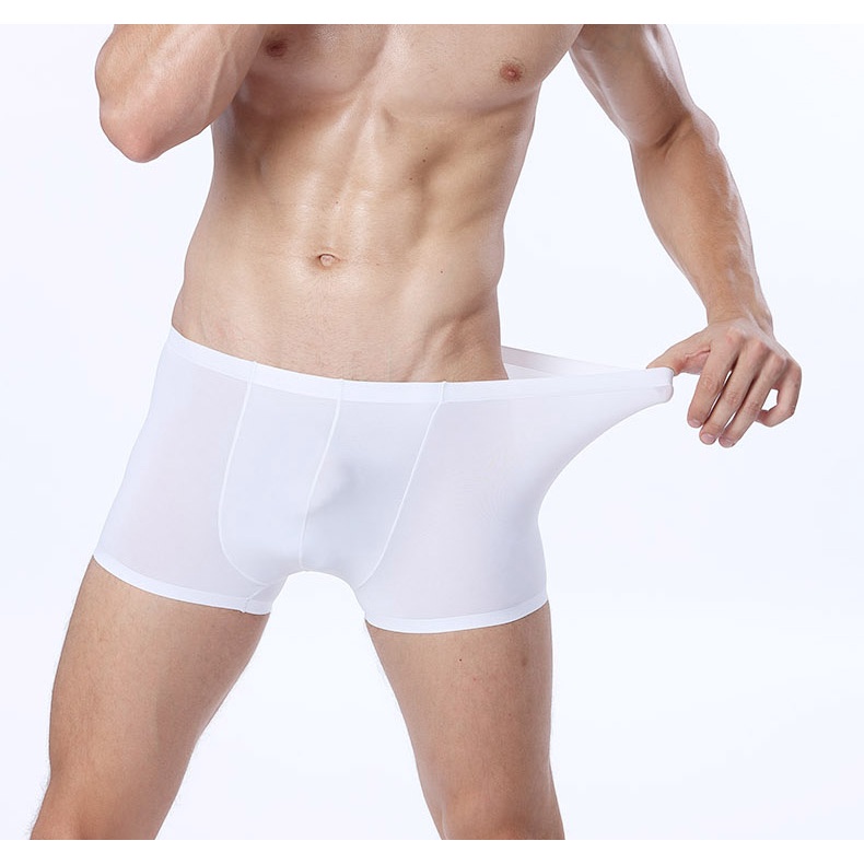 Quần Lót Boxer Vải Lụa Lạnh Mỏng Trong Suốt Thoáng Khí Thời Trang Mùa Hè Quyến Rũ Cho Nam 036