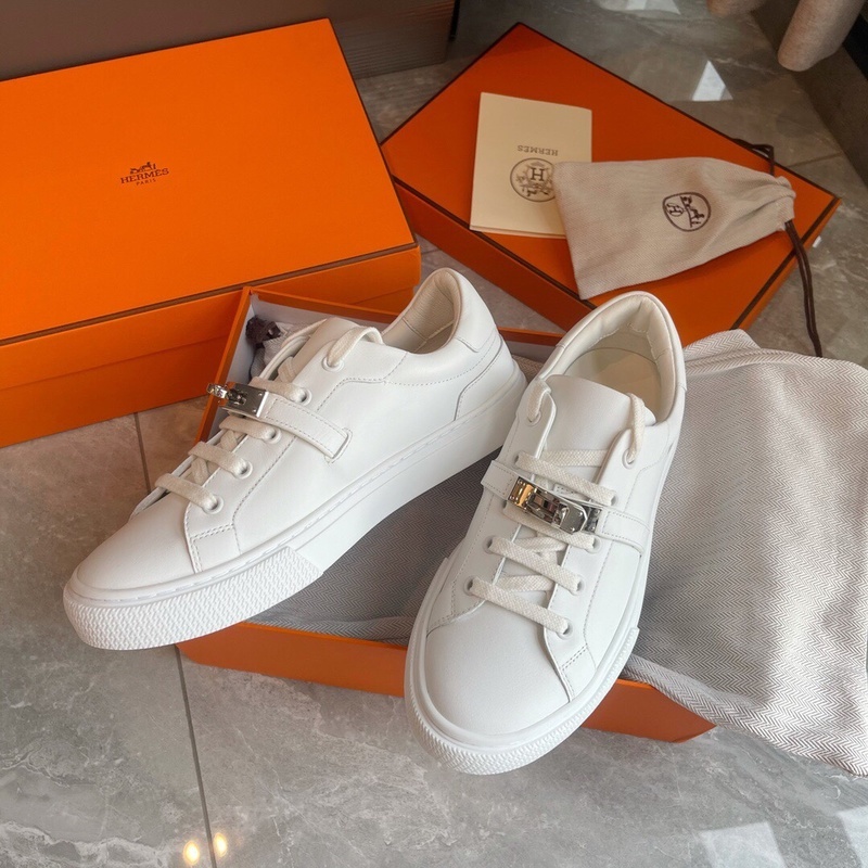 Giày Thể Thao Da Bò Màu Trắng Khóa Bạc Thoải Mái Thời Trang Cặp Đôi Model kelly