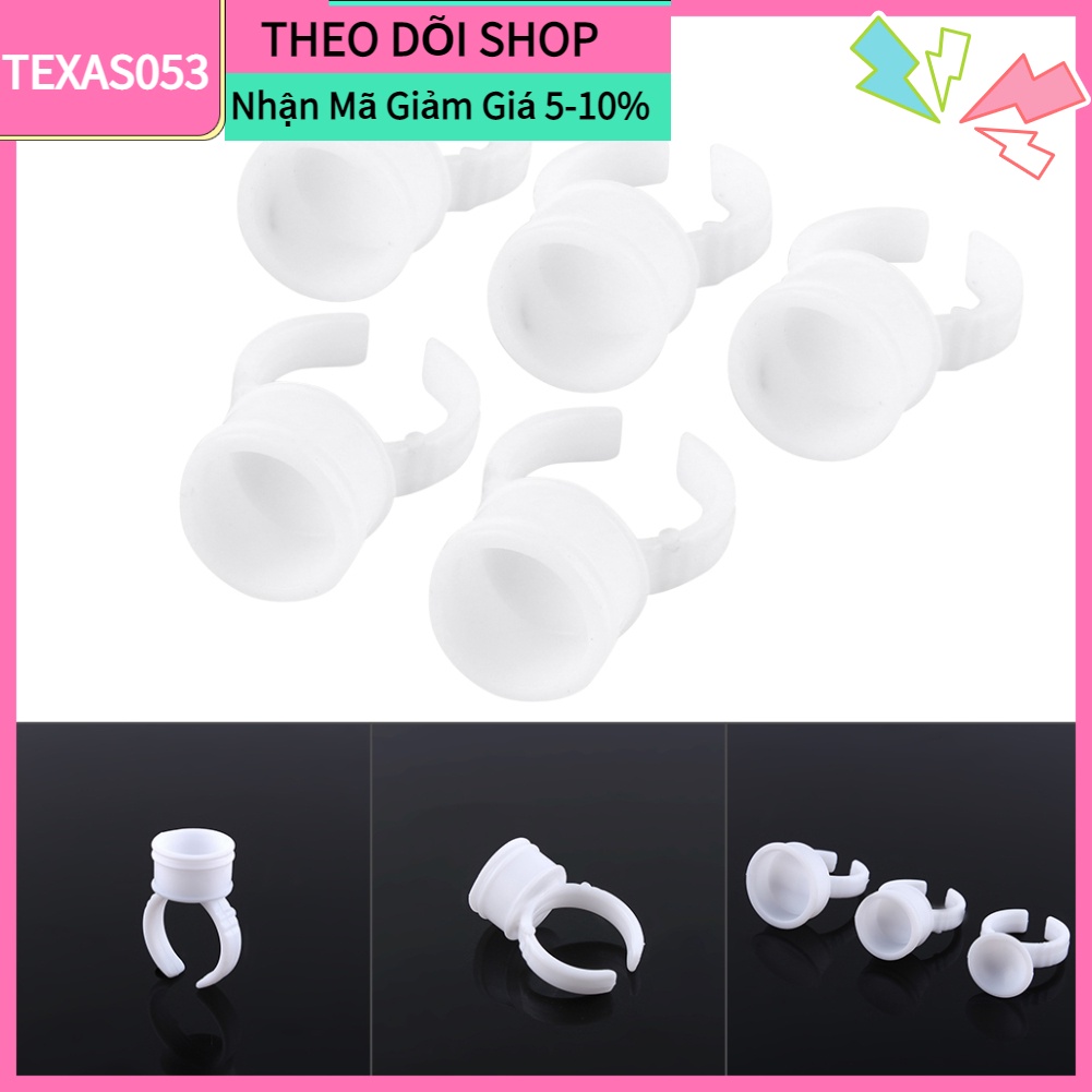[Hàng mới về] Bộ 100 cái nhẫn đựng keo nối mi dùng 1 lần màu trắng bằng nhựa