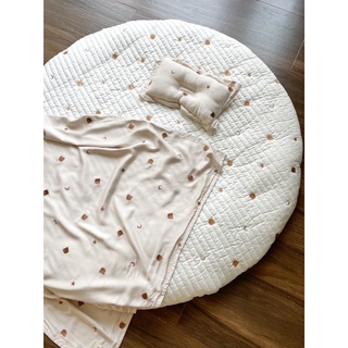 Chăn hè thêu họa tiết cho bé Moon&Mints, chất liệu lụa tencel cao cấp