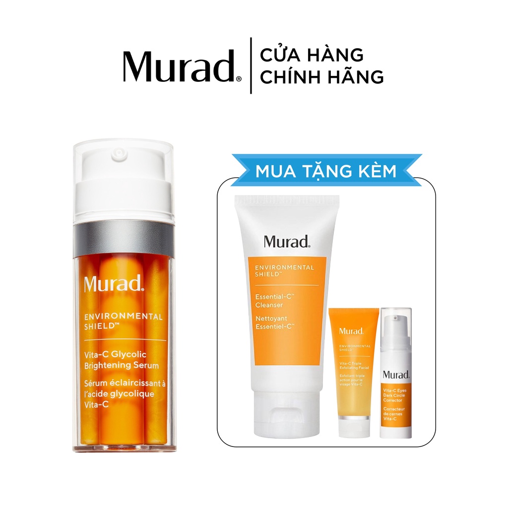 Serum làm sáng da Murad Vita-C Glycolic Brightening 30ml TẶNG City Skin Age SPF 50 PA++++ 50ml