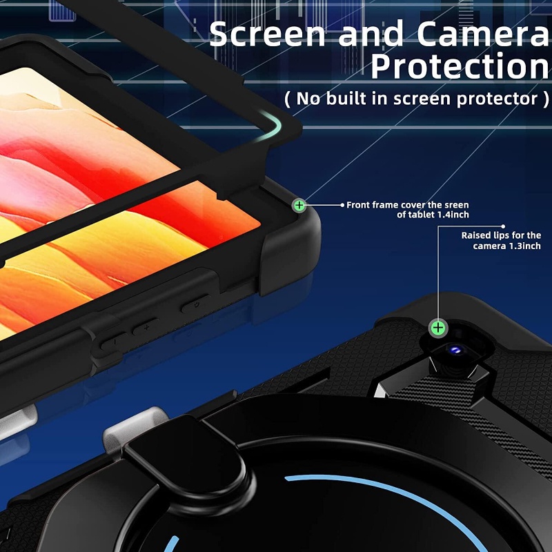 Ốp Máy Tính Bảng Chống Sốc Có Dây Đeo Vai Và Giá Đỡ Xoay 360 Cho iPad 10th Gen 10.9 2022 Pro 11 Air 5 Air 4 Mini 6 5 9th 8th 7th 6th 5th Gen Mini 6