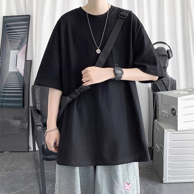Áo thun đen trơn tay lỡ K11