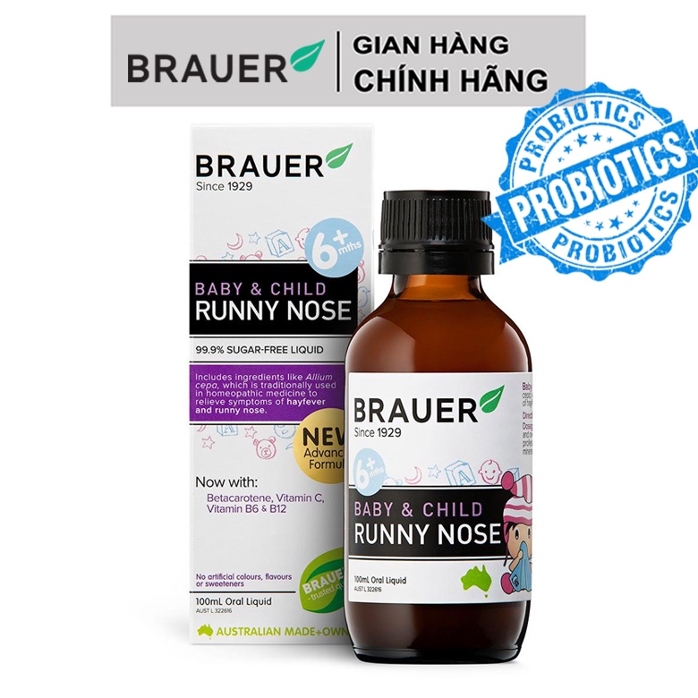 Siro Brauer Runny Nose Baby &amp; Child 100ml, date xa, Úc