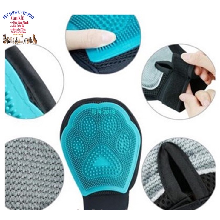 Găng tay tắm Găng tay chải lông cho Chó Mèo thú cưng GROOMING GLOVE Dài 24cm Giúp thú cưng thư giãn sảng khoái