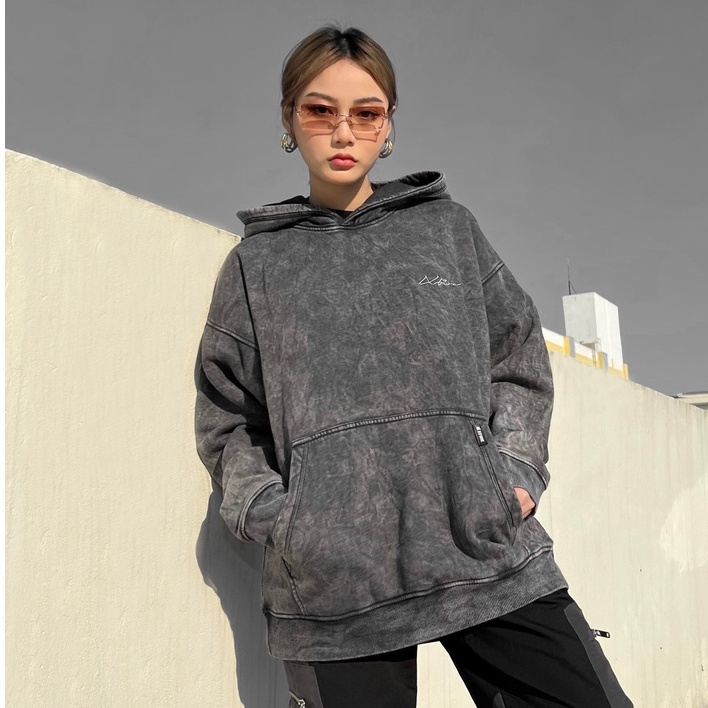 Áo Khoác Hoodie Nam Nữ Form Rộng Unisex Essential Washed Black by Local Brand Xfire