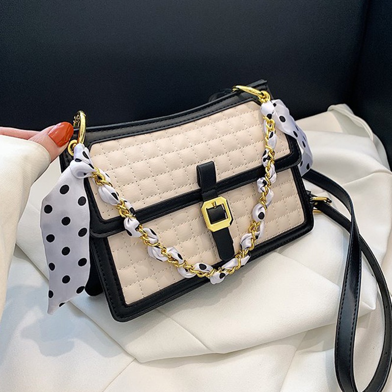 IELGY Túi Đeo Vai Hình Vuông Cỡ Nhỏ Vải Lụa Phối Dây Xích Thời Trang Cho Nữ