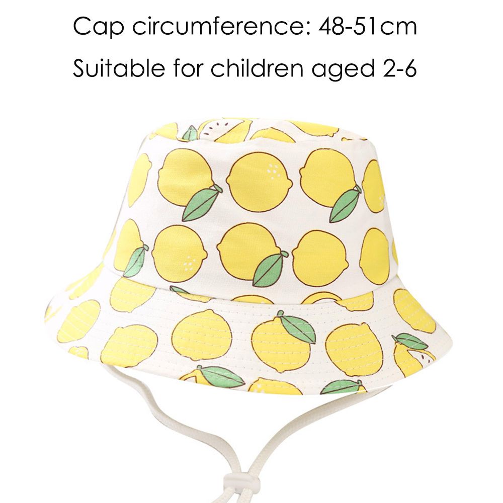 Nón che nắng kiểu ngư dân vành rộng có dây đeo cằm họa tiết quả chanh/ chú thỏ dành cho bé trai và bé gái vào mùa hè