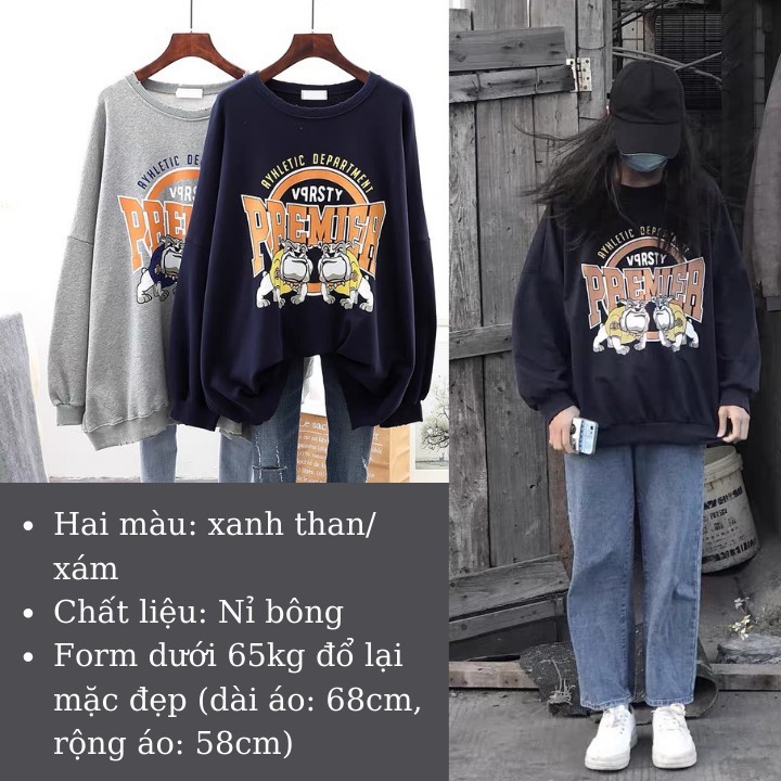 Áo sweater nữ/ Áo nỉ form rộng tay bồng unisex hình chó mặt xệ  RÔ STORE SW17 | BigBuy360 - bigbuy360.vn