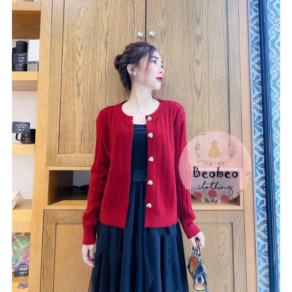 Áo khoác cardigan len phối nút tim 2 màu ulzzang