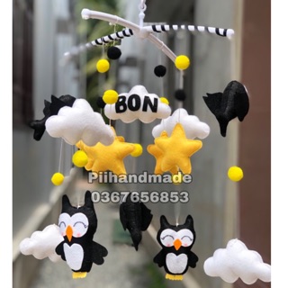 (SẴN)🦉⭐️🦅 TREO NÔI TRẮNG ĐEN DÀNH CHO BÉ SƠ SINH HANDMADE VẢI NỈ (Ảnh thật nha)