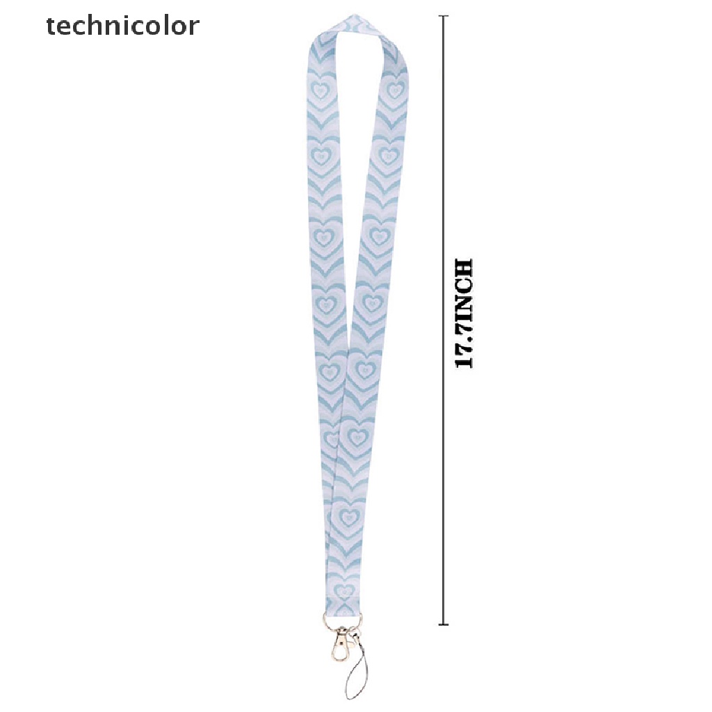 Dây Đeo Cổ Gắn Điện Thoại / Chìa Khóa / Thẻ ID Họa Tiết Trái Tim Màu Xanh Dương