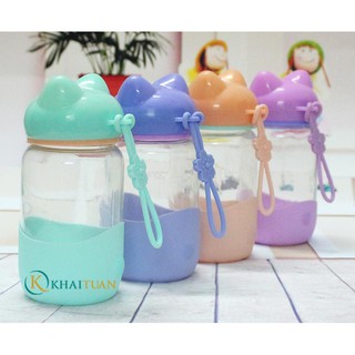 BÌNH NƯỚC THỦY TINH NẮP CON HEO 300ML
