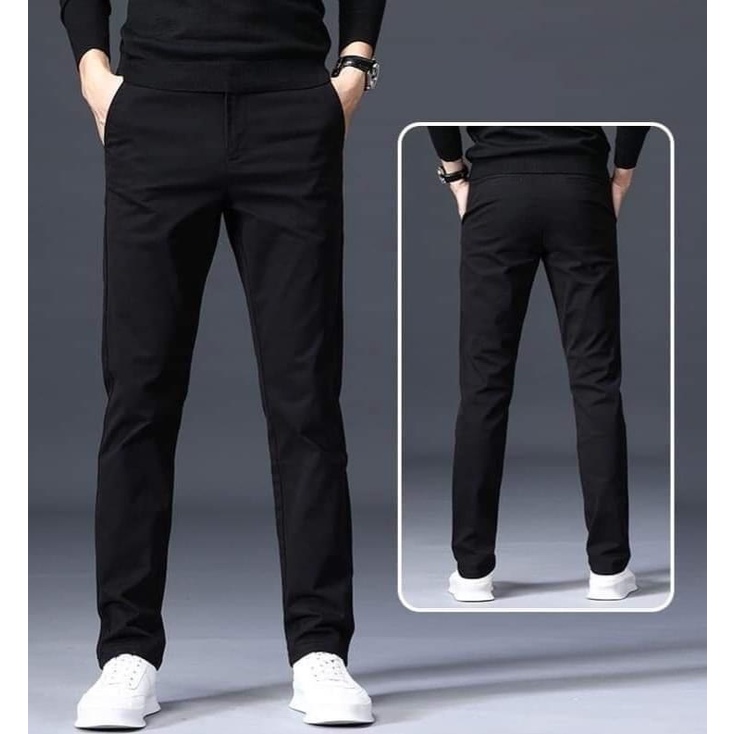 Quần Kaki Nam Màu Đen xì KC-13, Quần kaki túi chéo dáng ôm đứng, chất vải co giãn thoáng mát - DOKI