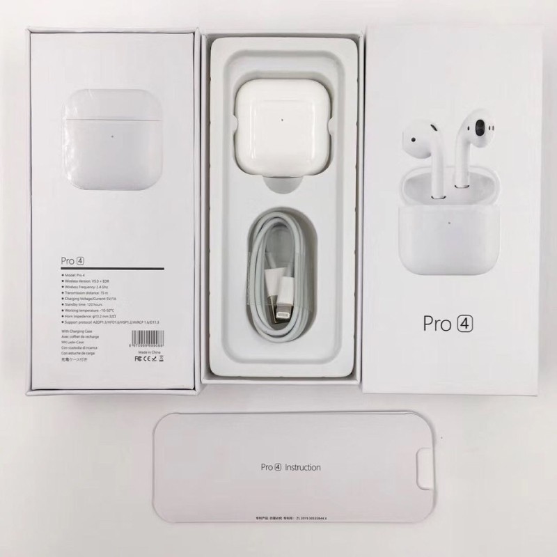 Tai nghe bluetooth V5.0 Airpods Mini Pro 4 chống ồn chủ động, tai nghe không dây kèm cáp sạc Lightning