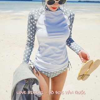 HOT | HIT | Bộ bikini , bộ đồ bơi nữ chấm bi màu ghi trắng __