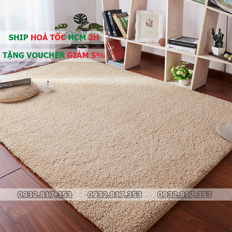 Thảm trải sàn phòng ngủ, phòng khách trang trí lót sofa Lông Cừu màu Lạc Đà