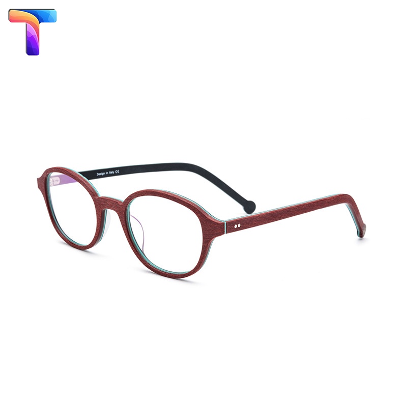 [ Sale xả lỗ ] Kính vân gỗ tròn nam nữ chất liệu Acetate 19102