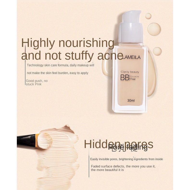 Lameila Kem Nền BB Che Khuyết Điểm Dưỡng Ẩm Thoáng Khí Trọng Lượng Nhẹ 30g