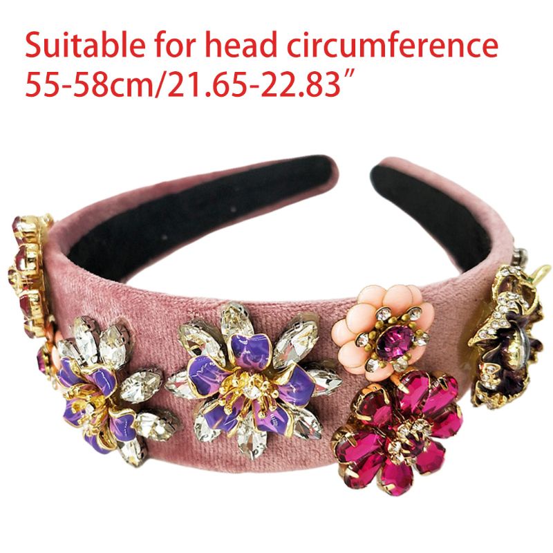 Băng Đô Cài Tóc Đính Hoa Kim Loại Tráng Men Thủ Công Phong Cách Baroque Hàn Quốc Cho Cô Dâu