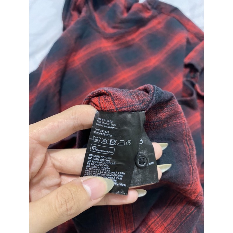 flannel hm auth real áo sơ mi tay dài