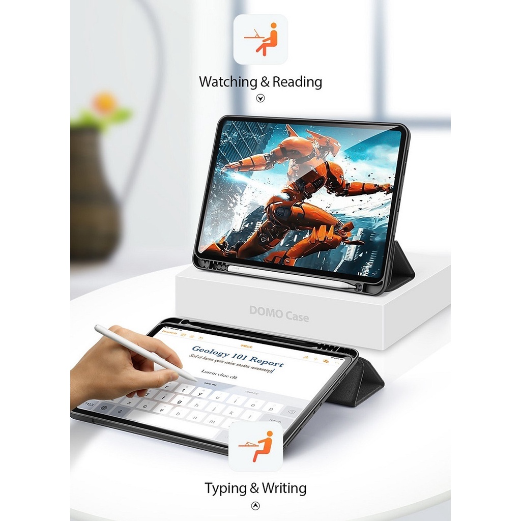 Bao da cover cho Apple iPad Pro 2020 - 2021 12.9 inch – Hỗ Trợ Smart cover chính hãng hiệu DUX DUCIS