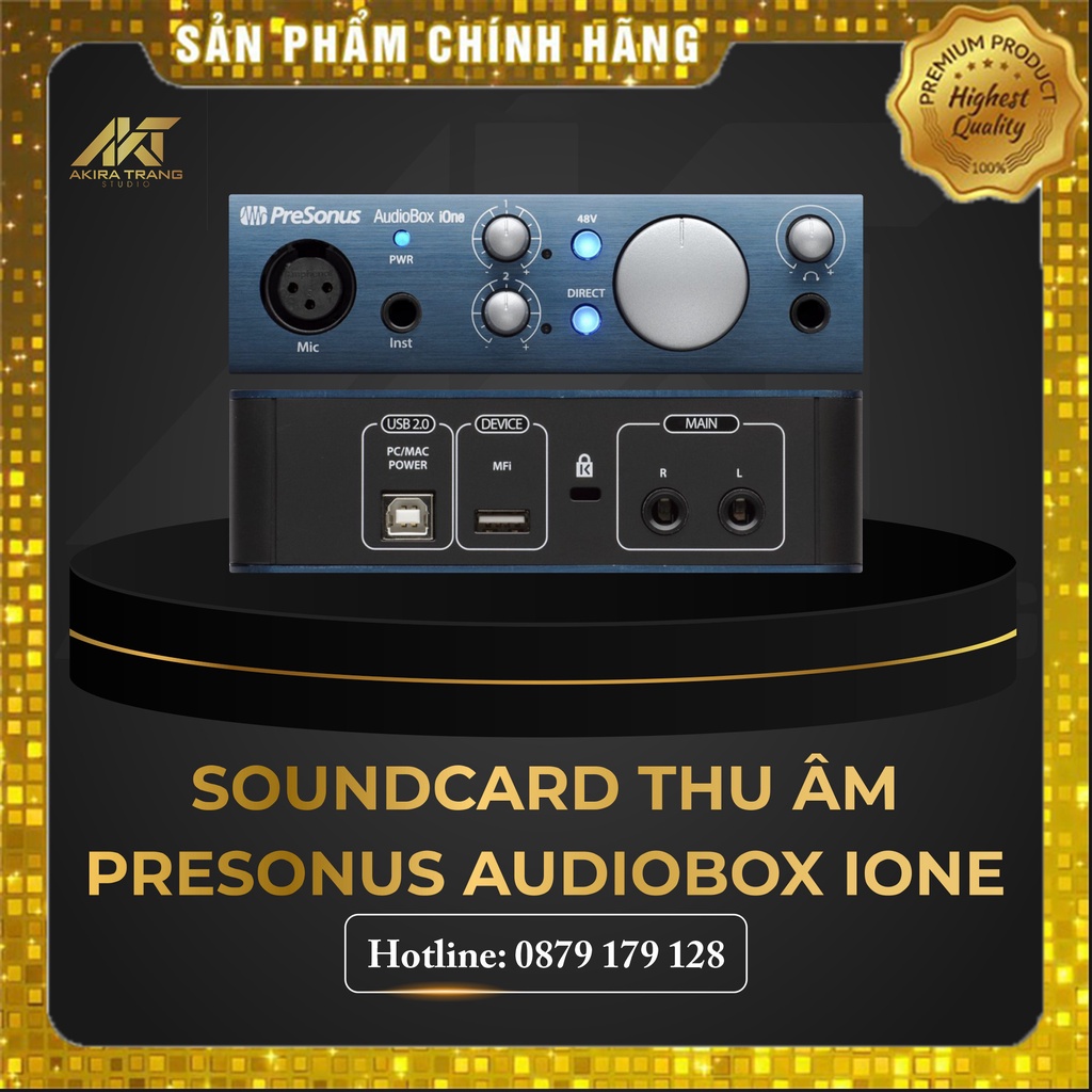 Thiết Bị Sound Card Thu Âm Amply Presonus Audiobox iOne Hát Karaoke Livestream