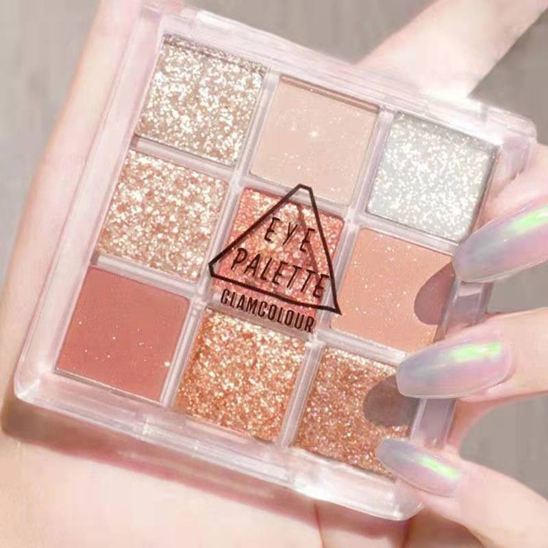 Bảng Phấn Mắt Ngọc Trai Trang Điểm Mắt Màu Nhũ Thương Hiệu Dikalu Baby BB1 Tông Cam Nâu Vàng 9 Ô | BigBuy360 - bigbuy360.vn