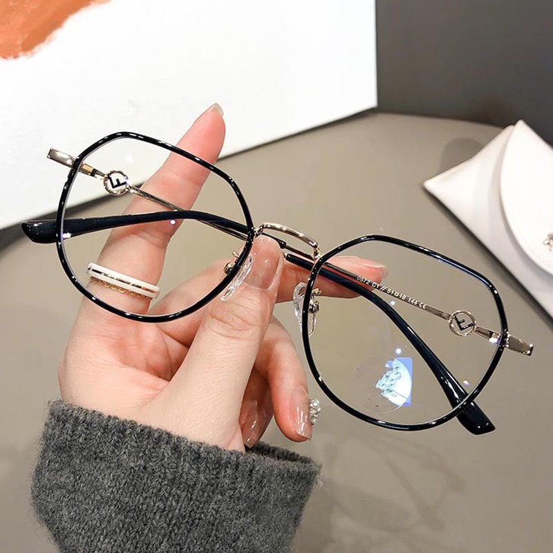Mắt Kính Gọng Cận Form Tròn Viền Kim Loại Cao Cấp Lyly 607 Phong Cách Ulzzang - Hazo