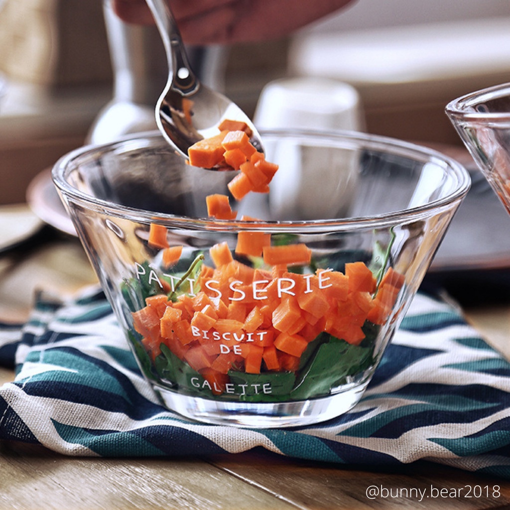 Tô thủy tinh ăn trái cây, salad, yến mạch in chữ xinh xắn