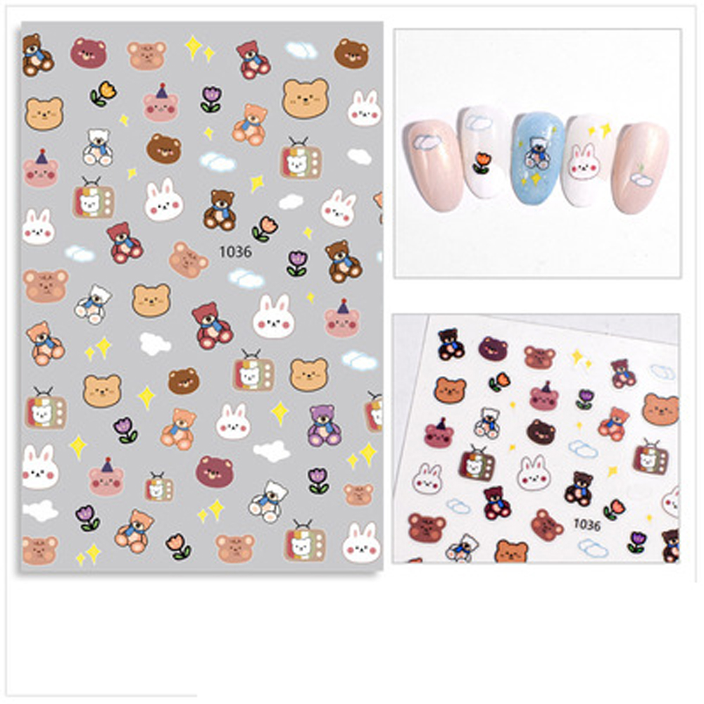 Miếng Dán Trang Trí Móng Tay Hình Thỏ Đáng Yêu Phong Cách Hàn Quốc Cho Nữ