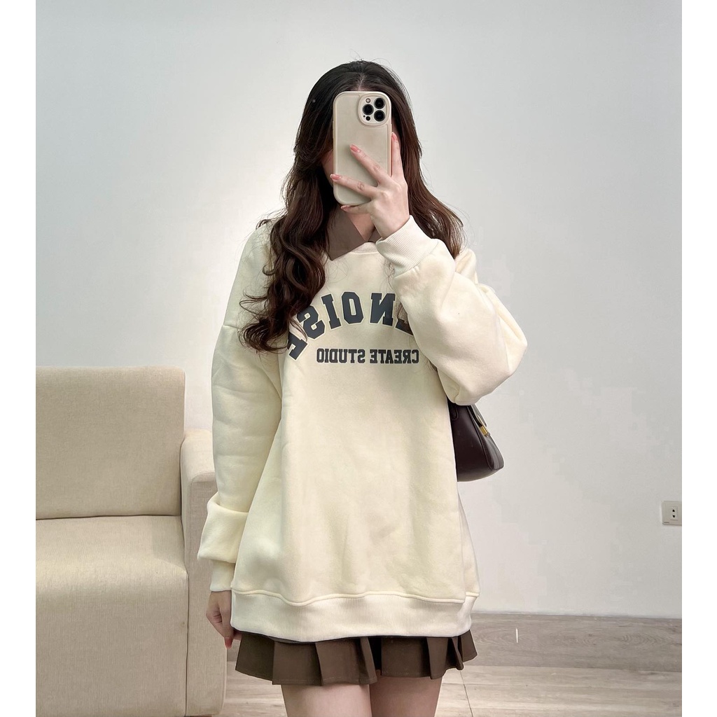 Áo sweater nỉ bông dày dặn dặn ILLNOISE thời trang nữ Miho house