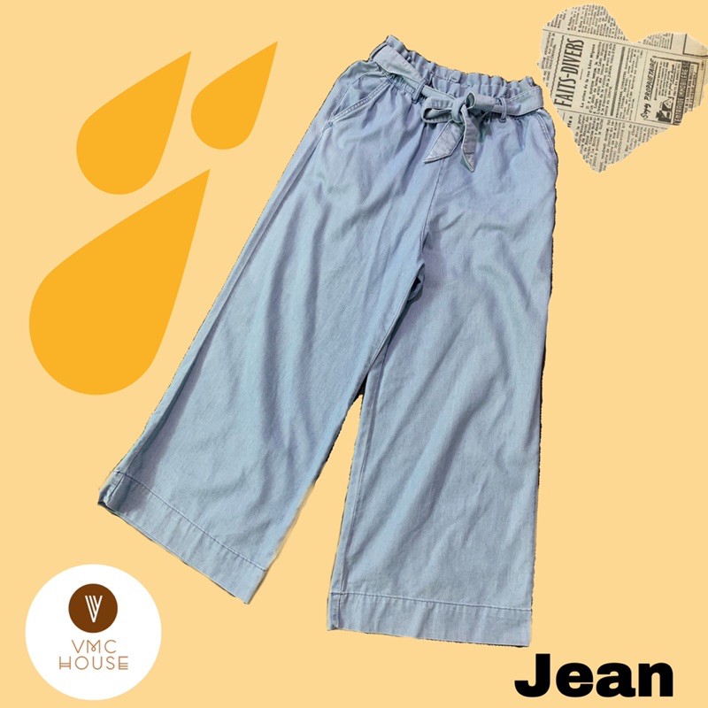 [ Mã VMCHHAPPY giảm 10% đơn 50k ] - Quần Denim lưng thun thoải mái, ống rộng, basic - VMCHOUSE