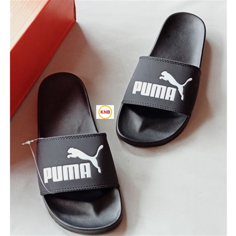 ♥️ Freeship+Ảnh Thật ♥️ Dép 𝙋𝙐𝙈𝘼 quai ngang nam nữ màu đen chữ in logo trắng